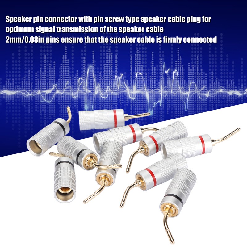 10pcs Banana Plug Needle Type Professional 24K Gold Plated Speaker
