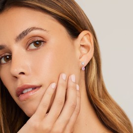 ChicSilver Ear Jacket Earrings Cubic Zirconia Teardrop Stud Earrings Birthstone Front Back Earrings for Women Sterling Silver Ear Jacket Cuff Earrings