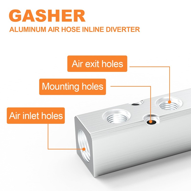 1PCS Aluminum Air Manifold 3 Way 5 Port Pneumatic Air