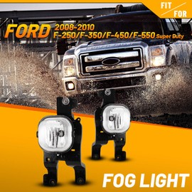 AUTOWIKI Fog Lights for 2008 2009 2010 FORD F250 350 450 550 Super Duty include Wiring Harness & Switch with Clear Lens OEM Replacement Fog Lamps 1 pair
