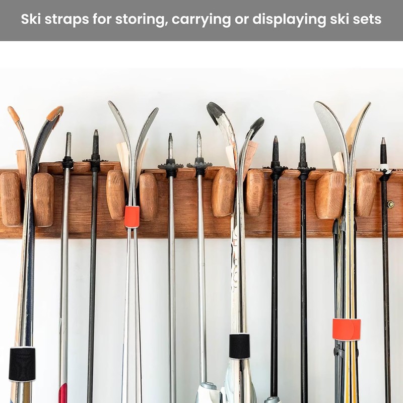 4Pcs Ski Straps, Skis and Pole Carrier Fasteners Adjustable Ski
