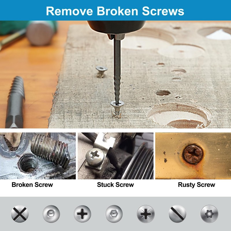 GMTOOLS Screw Extractor Set, 26 Pieces Bolt Extractor Kit &