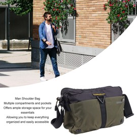 Bolso de Hombro Green Man Tela Oxford Impermeable Bolso de Mensajero Multicapa para Viajes Trabajo y Uso Diario
