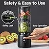 Portable Blender 17oz, USB-C Rechargeable Personal Smoothie Maker with 8