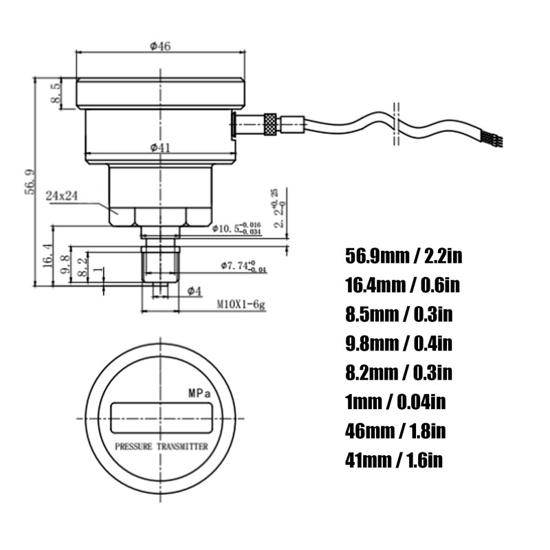 LEFOO 0‑10Mpa Digital Pressure Transmitter Transducer Sensor Accessory for Measurement