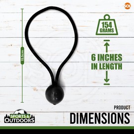 SOL 12pk Bungee Cords with Balls - Tarpaulin Ties for Tent, Canopy, Flags, and Banners - Heavy Duty Elastic Toggles for Marquee, Tarps, and Tie-Downs