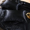 NTBED Silky Satin Comforter Set Queen Black, Soft Lightweight Microfiber