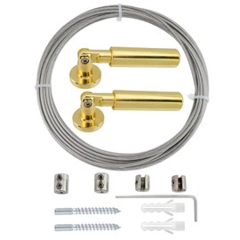 Heavy Duty Gold Wall Mount Curtain Wire Rod Set Multifunctional