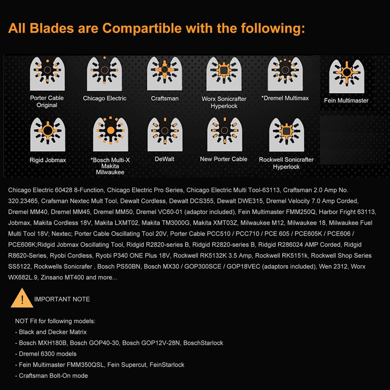 HEMUNC Oscillating Scraper Blades for Caulk Adhesive Sealant Removal for