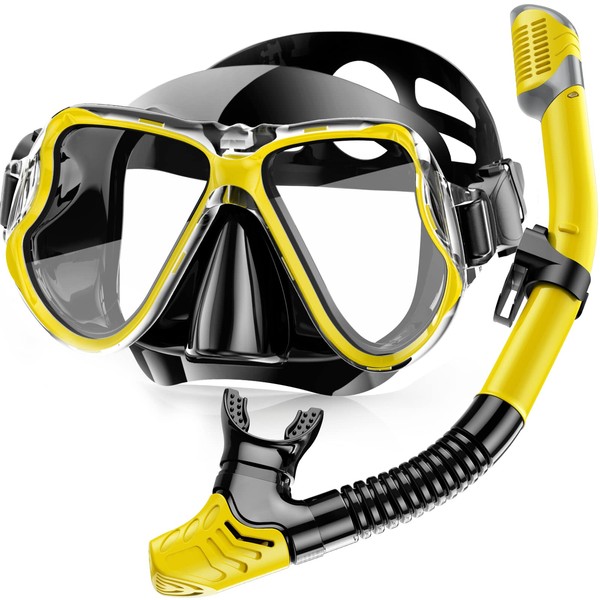 Karvipark Dry Snorkel Set, Anti-Fog Scuba Diving Mask, Panoramic Wide