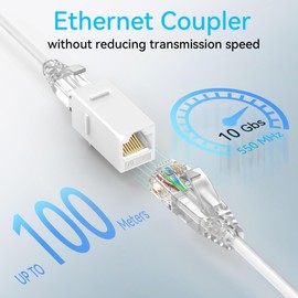 Sokqovt CAT6A RJ45 Keystone Coupler (24 Pack), Cat6 Keystone Jack Female to Female, Cat 6a Inline Keystone Jacks for Wall Plate & Patch Panel, RJ45 Ethernet Coupler White