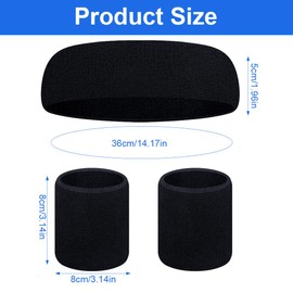 ZAMXHUG Sweatband Wrist Sweatband Head Set - Fitness Sweatbands Wrist, Absorbent Sweatband Children's Arm Cotton Sweatband Forehead for Football, Basketball, Tennis Sports (2 Sets)