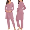 SWOMOG Maternity Nursing Robe Set 3 Piece Postpartum Breastfeeding Pajamas