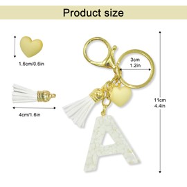 SJUIEO Letter Keychain,Heart Shaped Keychain,Handbag Charm for Women Girls Keychain,Backpack Keychain (Letter V), beige, M