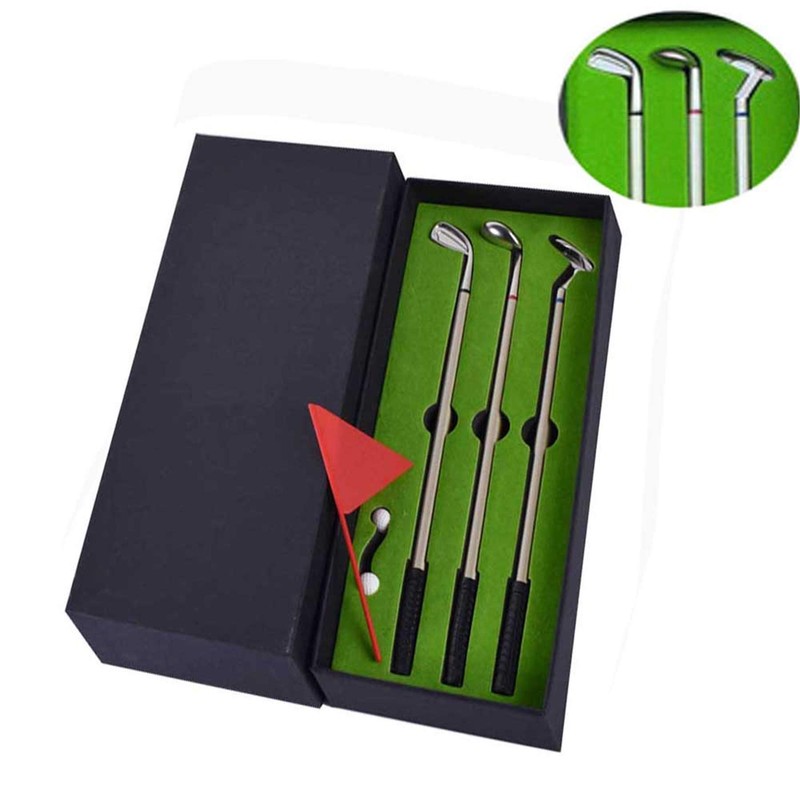 Mini Golf Club Putter Ballpoint Pen Golfers Gift Box Set