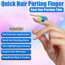My Hair Tools Hair Parting & Sectioning Ring - Stainless Steel Finger Braiding Hair Pick Tools Quick Installation of Human Hair Extensions Hair Styling Tools (Multi)