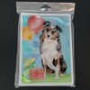 Caroline's Treasures Happy Birthday Australian Shepherd Greeting Cards and Envelopes