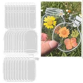 Enfudid - 30 marcapáginas transparentes de flores secas, marcapáginas florales transparentes, marcadores de herbario