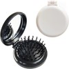 Folding Hair Brush with Mirror for Purse/Pocket,Round Mini Compact Massage