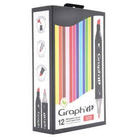 Graph'it Pack of 12 Double Ended Alcohol Based Markers Classic colors