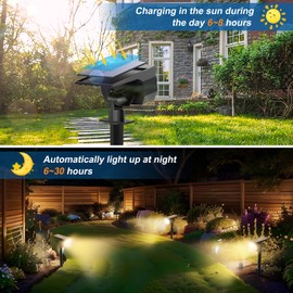 WENATY Solar Spot Lights Outdoor Waterproof IP65, 6 Pack Landscape Spotlights with 46 LEDs, 3 Modes Auto On/Off Solar Powered Flood Lights for Outside Pathway, Yard, Garden, Walkway (Warm White)