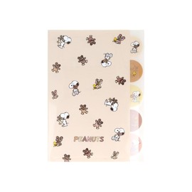 Sun-Star Stationery S2175002 Snoopy Goods, Clear File, A4 Size, 5 Pockets, Brown