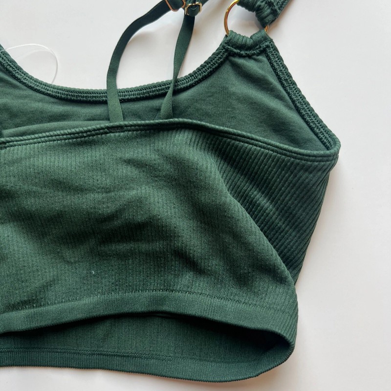 Aerie NWT Aerie Seamless Ring Longline Bralette Ribbed Bra Green
