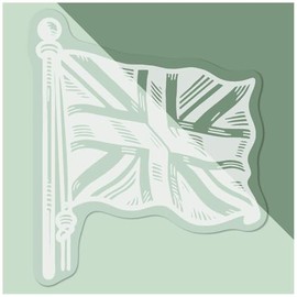 Small 100mm 'Union Jack On Flag Pole' Clear Static Window Cling Sticker/Decal (White) (WC00112356)