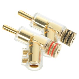IWOWHERO 2pcs Gold Plated Solderless Banana Plugs Right Angle Speaker Wire Adapter for Amplifiers Durable Connection for Sound Systems Stable Audio Signal