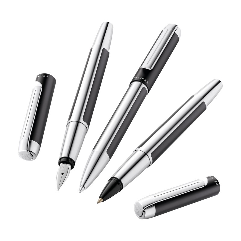 Pelikan Füllhalter Pura P40, Anthrazit, Feder F (fein), hochwertiger Patronenfüller
