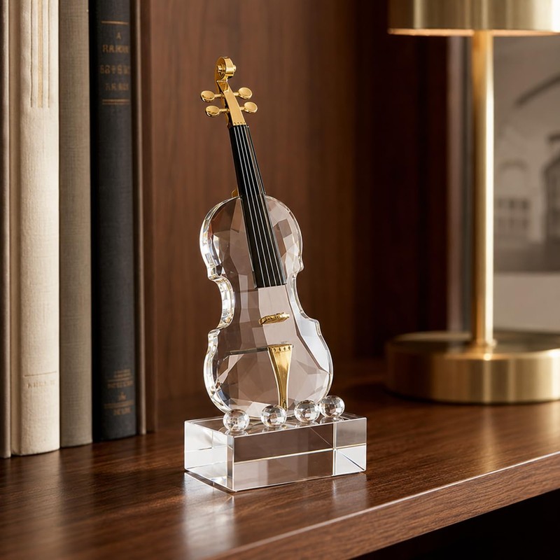 K9 Crystal Violin Figurine, 9.8-Inch Gift for Music Lovers