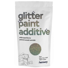 Hemway Glitter Paint Additive 100g / 3.5oz Crystals for Acrylic Emulsion Paint - Interior Wall, Furniture, Ceiling, Wood, Varnish, Matte - Ultrafine (1/128" 0.008" 0.2mm) - Gun Metal Grey Holographic