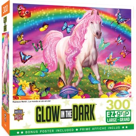 MasterPieces 300 Piece EZ Grip Glow in The Dark Jigsaw Puzzle - Rainbow World - 18"x24"