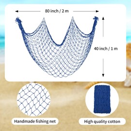 Decorative Fishing Net 80x40 Inch,YuanDe 2 Pack Peacock Blue Picture Fish Net, Wall Photo Hanging Fishnet for Nautical Mermaid Pirate Ocean Themed Hawaii Beach Under The Sea Party Decorations