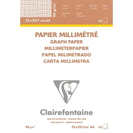 Clairefontaine 97135C Graph Paper Pad DIN A4 21 x 29.7 cm 90 g/m² 50 Sheets White