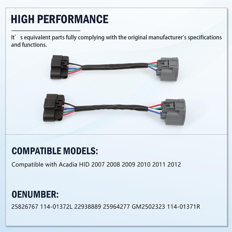 2PCS Left and Right Wiring Harness Adapter HID to Halogen
