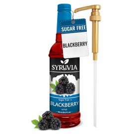 Syruvia Sugar Free Blackberry Syrup With Syrup Pump Dispenser – Blackberry Syrup Flavor, 25.4 fl oz - Perfect for Cocktails, ice Tea, Desserts, Italian Sodas, Ice and More, Kosher and Gluten-Free