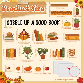 Containlol 99 Pcs Bookshelf Bulletin Board Set Fall Reading Bulletin Board Inspirational Reading Classroom Decor Fall Motivational Books Cutouts for Thanksgiving Day School Classroom Library Decor