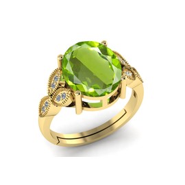 LMDPRAJAPATIS 3.25 Ratti Green Peridot Stone Gold Ring For Women's Lab Certificate, Gemstone, Peridot
