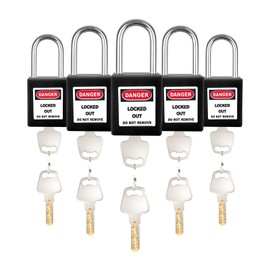 BULANGDI Lockout Tagout Locks Set-5pcs Black Loto Locks,Lockout Locks Keyed Different,2 Keys Per Lock, OSHA Compliant Lock Out Tag Out Padlocks, Safety Padlocks for Electrical Lockout Tag Out Kit
