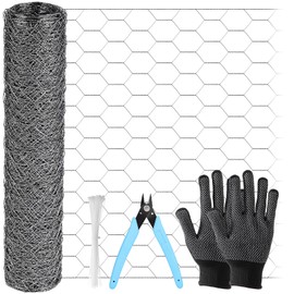 ROADPLUM Chicken Wire Mesh 13.8 x 157 in, Rustproof Galvanized Iron Garden Fence Barrier for Pet Rabbit Cat, Floral Chicken Wire Netting to Protect Poultry Plant Fruit
