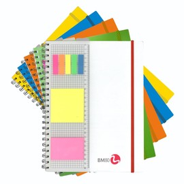 BM BeMore - Spiral notepad PPL with ruler 0121211 - Spiral notebook with holes in A4 format - Pad with ruler and reusable stickers - Ruler 5 mm, squared 5 mm - Paper 80 g/m²