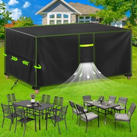 FORTRY Cover Garden Furniture Waterproof, Winterproof Protective Cover Garden Furniture, 420D Oxford Tarpaulin for Garden Table, Furniture Sets, Patio Furniture, Rectangular Table Cover, Garden