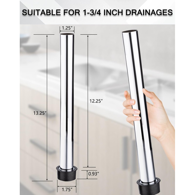 Phivan Bar Sink Overflow Pipe 12.25 Inch Stainless Steel Bar