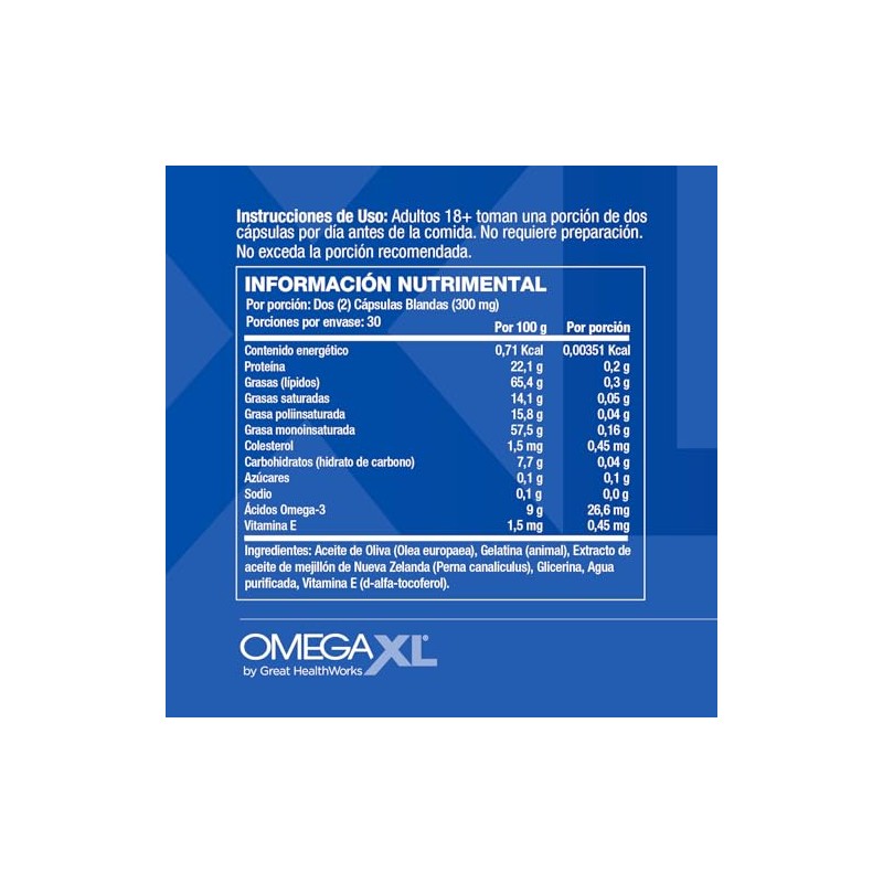 Suplemento de apoyo articular OmegaXL, para alivio - Suplemento muscular