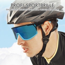 UVTQSSP Cycling Glasses, UV400 Protection Sports Glasses for Men Women, TR90 Frame Ultralight Sunglasses for MTB Road Bike Running Enduro, Blue Frame/Blue Lens