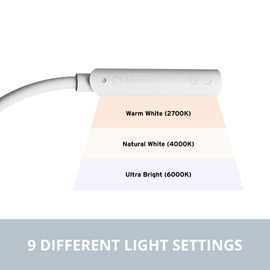 Reliable UberLight Flex 4100TL Task Light – LED Portable Desk Light with Round Base, USB Connection, 26.5” Flexible Gooseneck, 270° Rotational Head, 9 Light Settings, and up to 60,000 Hours of Use