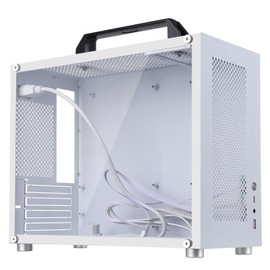 Micro ATX PC Case,Mini-Tower Tempered Glass Side Pannel Type with Black Handle,Small Form Factor Computer Chassis 1.2mm Alloy Steel with Type C,USB 3.0,Audio Port Fits mATX and ITX Motherboards