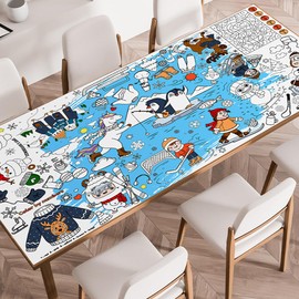 SPERINGEEN Winter Crafts for Kids, Winter Coloring Tablecloth - Winter Holiday Crafts/Games/Gifts/Activities/Decor for Classroom, Family - Winter Decorations for Party Favors - 72 x 35 Inches