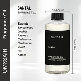Santal Diffuser Oil 500ml Inspired by Santal - Hotel Diffuser Oil & Home Luxury Scents - Comforting Sandalwood,Papyrus,Cardamom,Santal Essential Oils Blend for Aromatherapy Diffuser